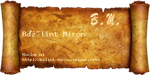 Bálint Miron névjegykártya