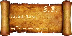 Bálint Miron névjegykártya